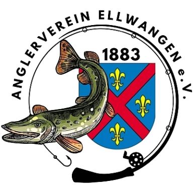 Logo des Anglervereins Ellwangen e.V. mit einer Forelle und einem Wappen. Logo des Anglervereins Ellwangen e.V. mit einer Forelle und einem Wappen.